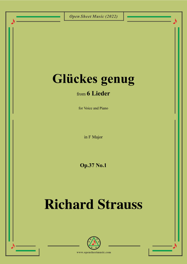 Richard Strauss-Glückes genug,in F Major,Op.37 No.1 (arr. OSM Press)
