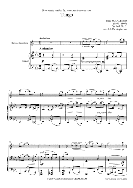 Tango - Baritone Sax and Piano (arr. Anne L Christopherson GRSM ARCM)
