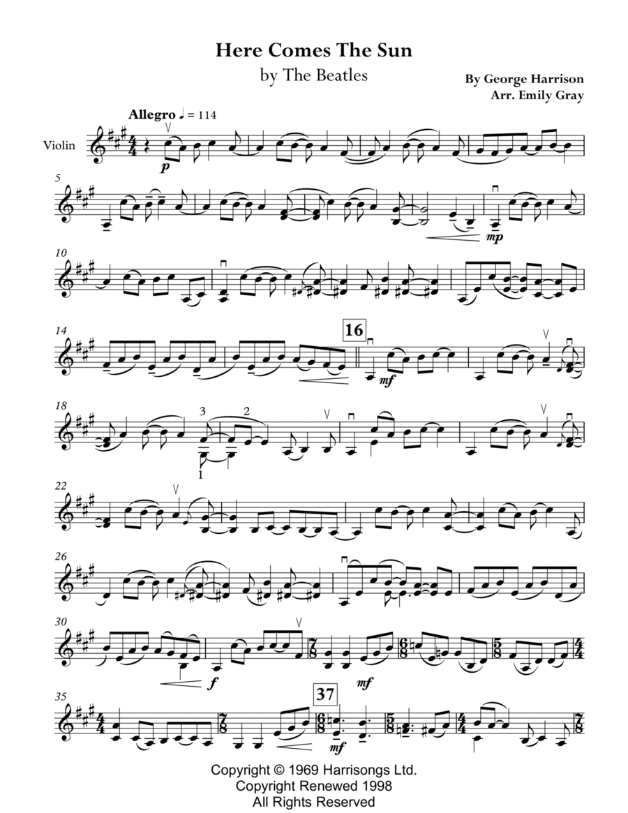 Here Comes The Sun (arr. Emily Gray)