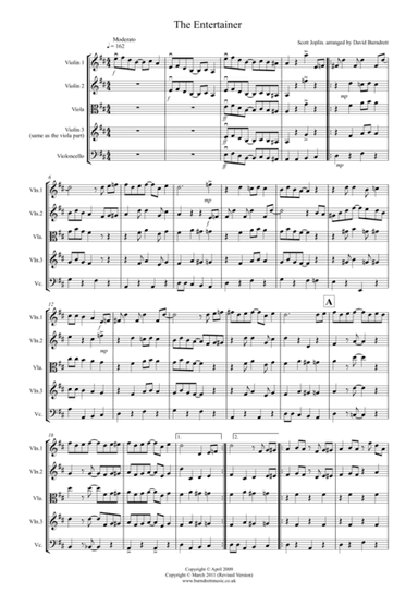 The Entertainer for String Quartet (arr. David Burndrett)