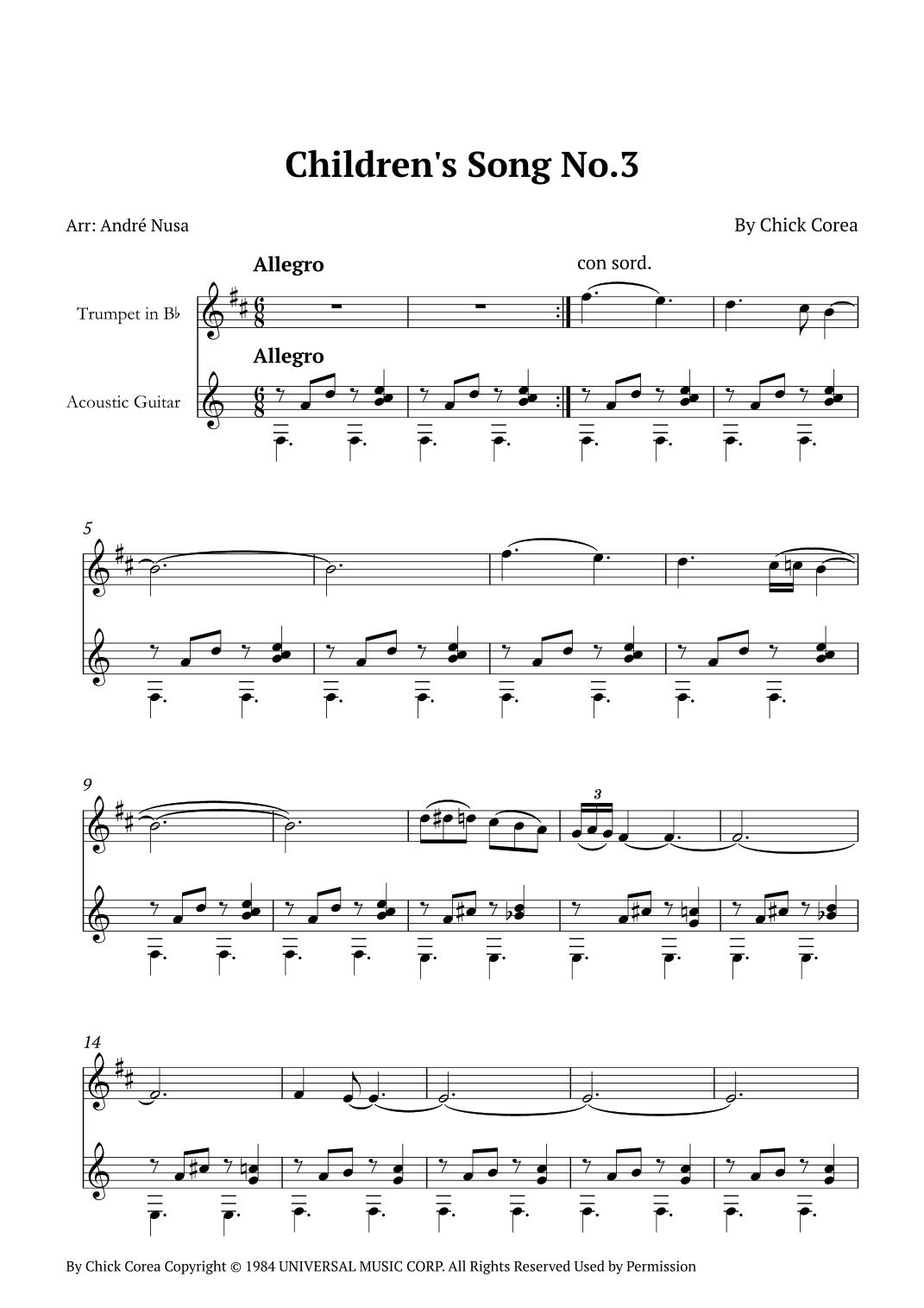 Children's Song No. 3 (arr. André Nusa)