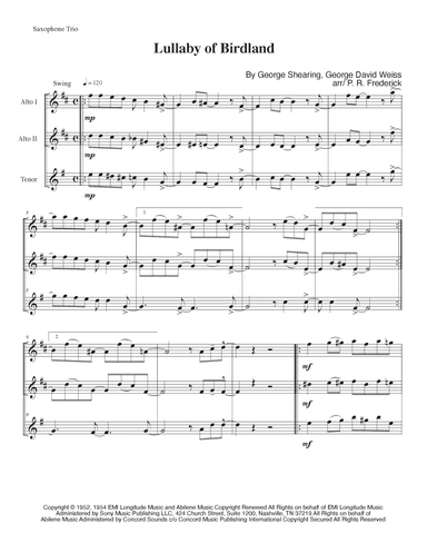 Lullaby Of Birdland (arr. P. R. Frederick)