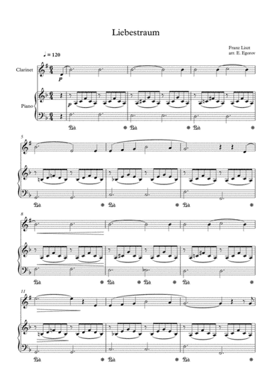 Liebestraum (Dream Of Love), Franz Liszt, For Clarinet & Piano (arr. Eugene Egorov)