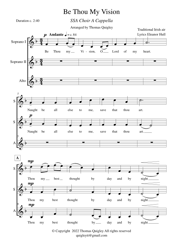 Be Thou My Vision (SSA a cappella) (arr. Thomas Quigley)