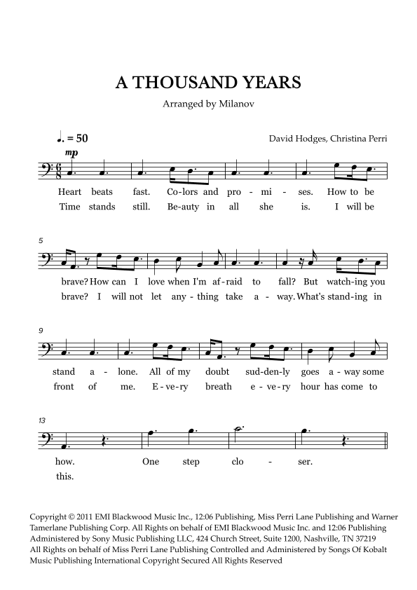 A Thousand Years (arr. Milanov)