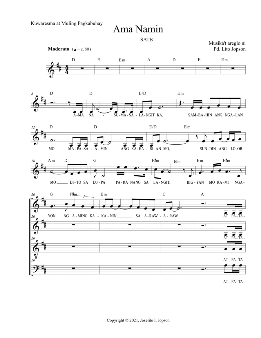 Ama Namin (SATB for Lent and Easter)