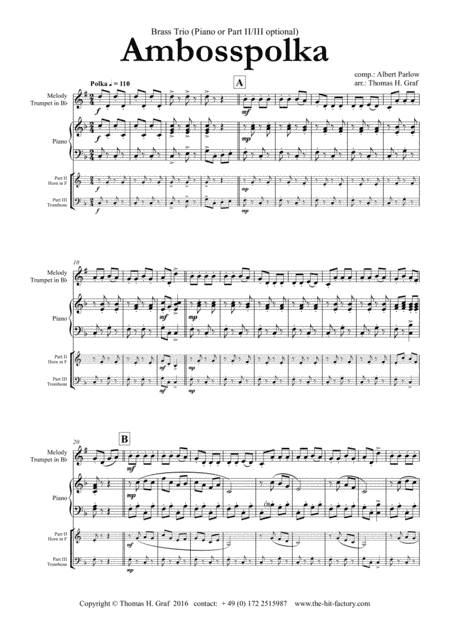 Amboss-Polka - German Polka - Oktoberfest - Trumpet Piano (arr. Thomas H. Graf)