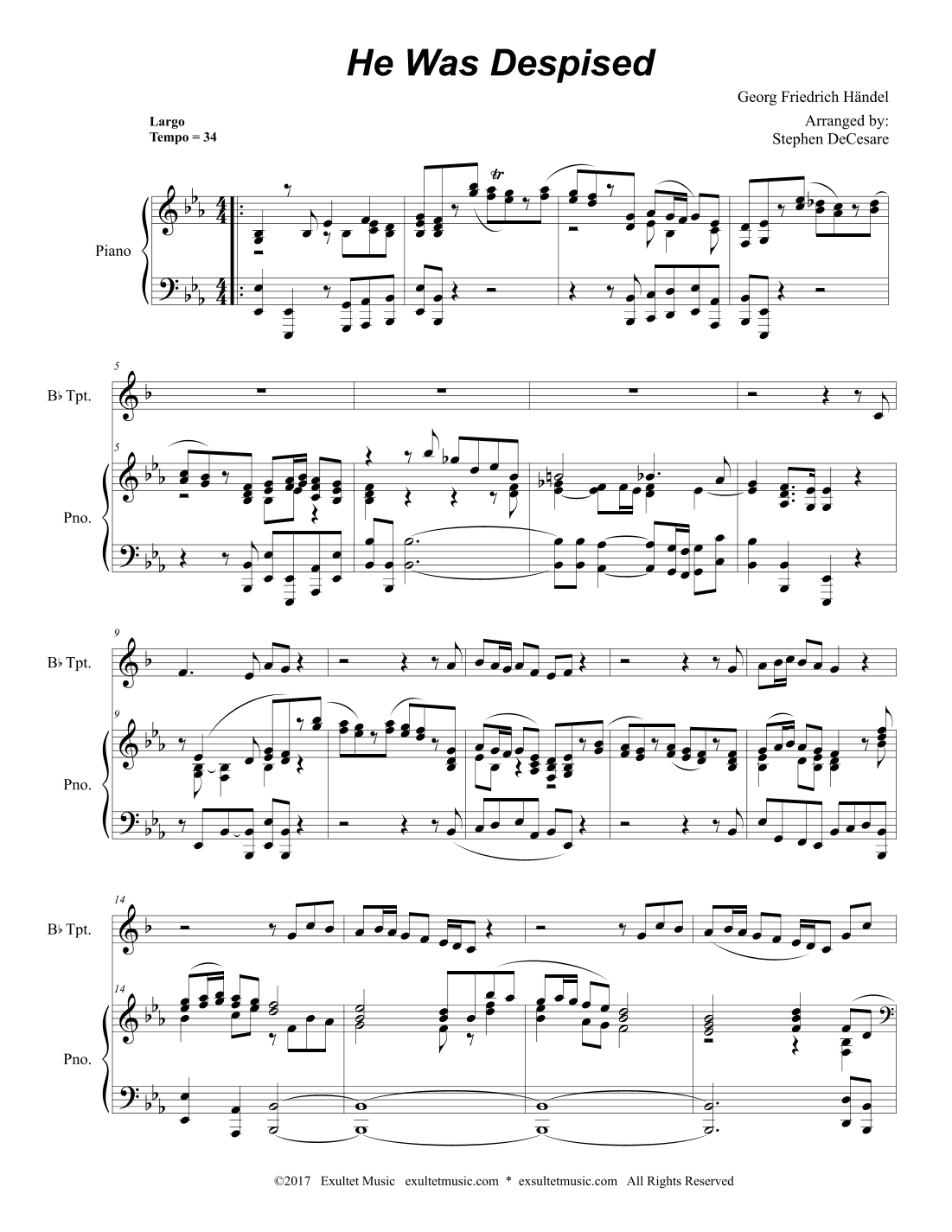 He Was Despised (Bb-Trumpet solo and Piano) (arr. Stephen DeCesare)
