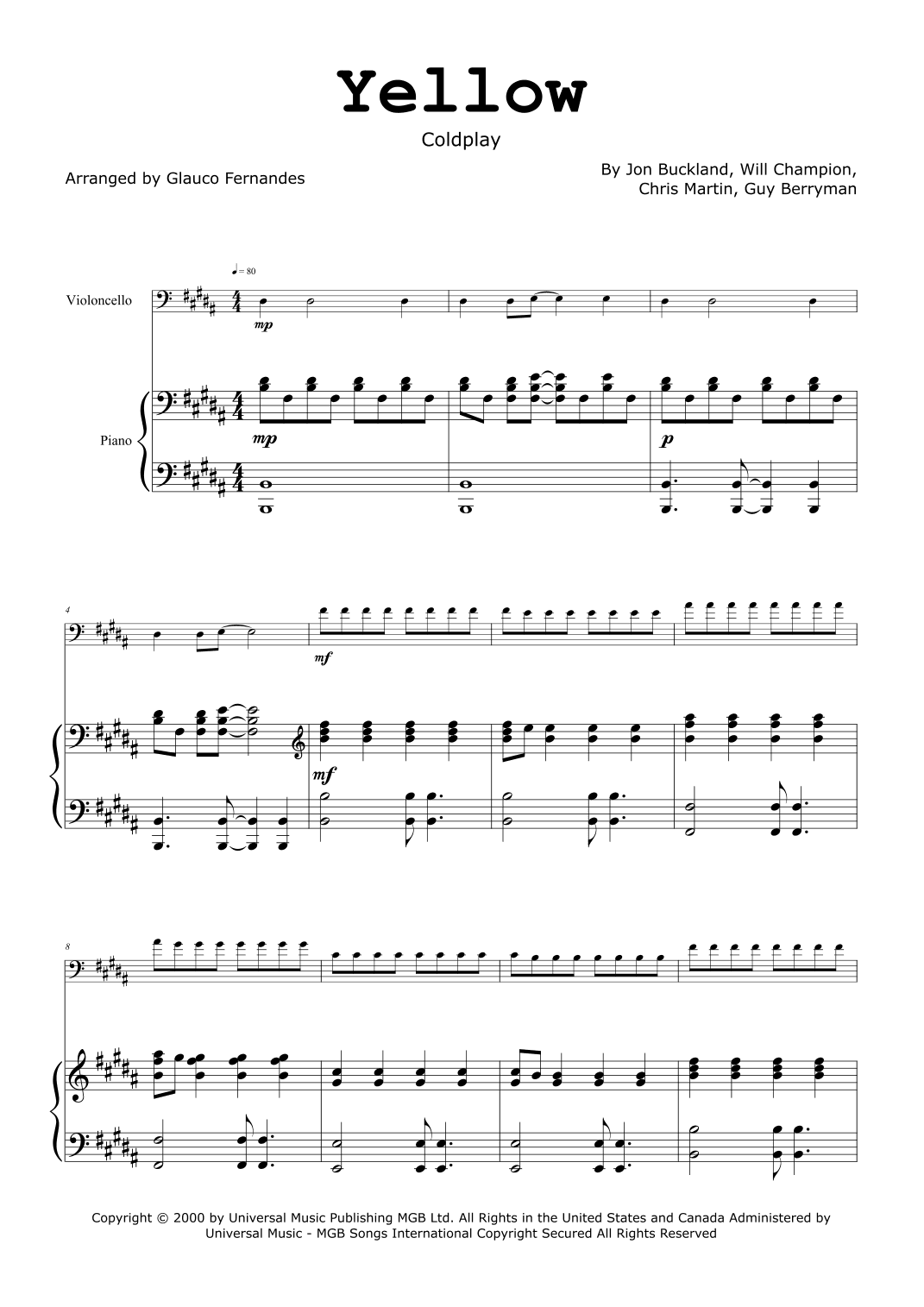 Yellow (arr. Glauco Fernandes)