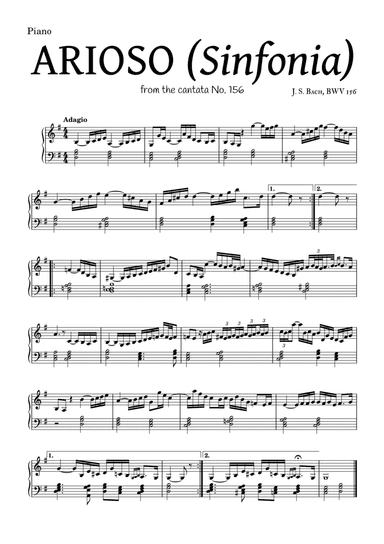 ARIOSO, by J. S. Bach (sinfonia) - for Piano and accompaniment (arr. Leyandder Trustworthy)