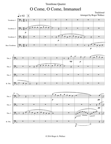 O Come, O Come, Immanuel (Emmanuel) - Low Brass Quartet (arr. Roger Wallace)