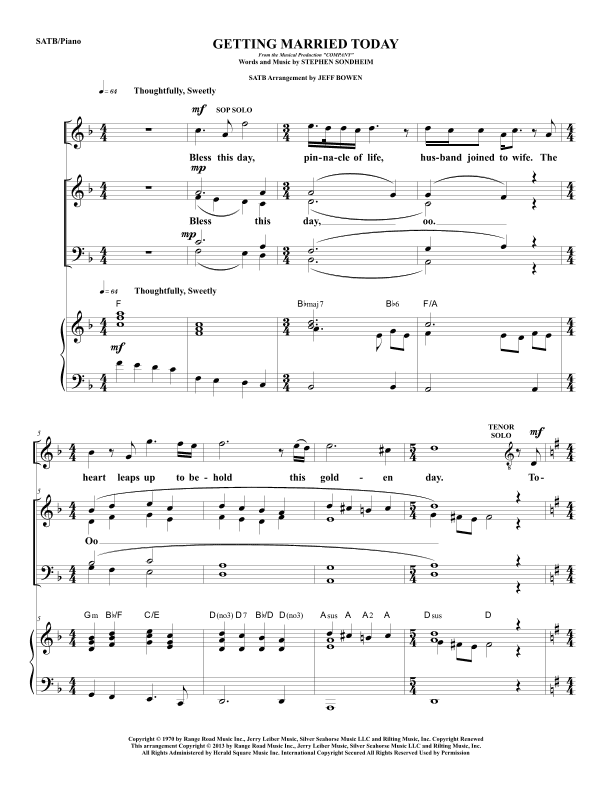 Getting Married Today (arr. Jeffrey Bowen)