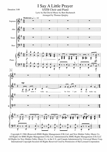 I Say A Little Prayer (arr. Thomas Quigley)