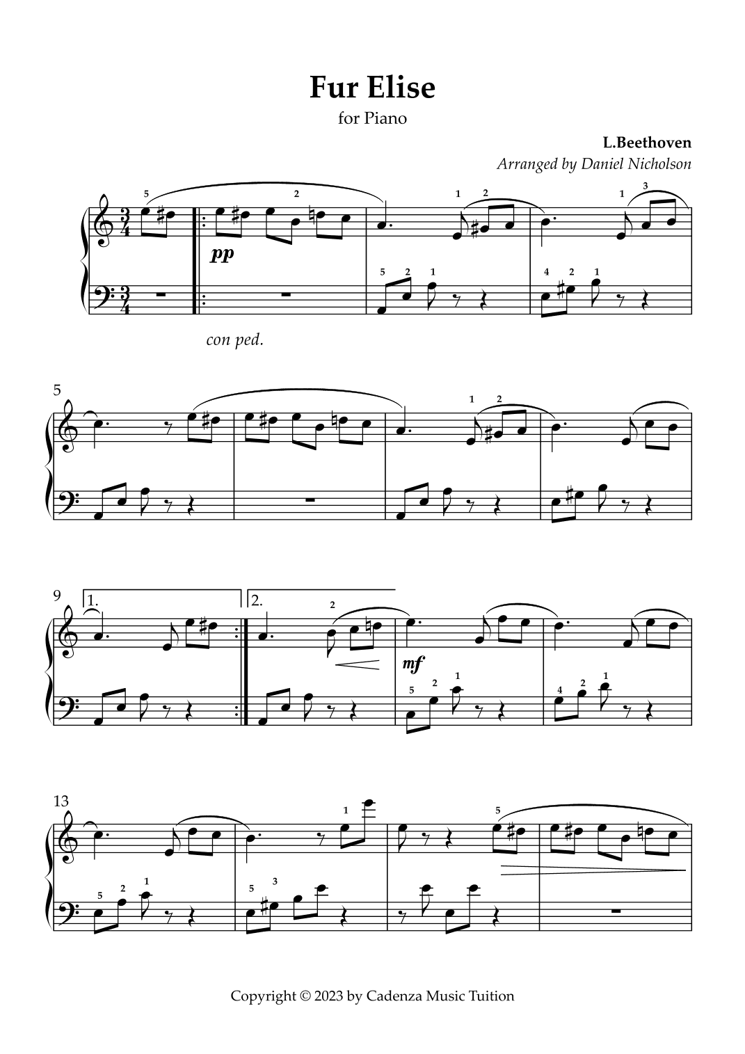 Fur Elise (arr. Daniel Nicholson)