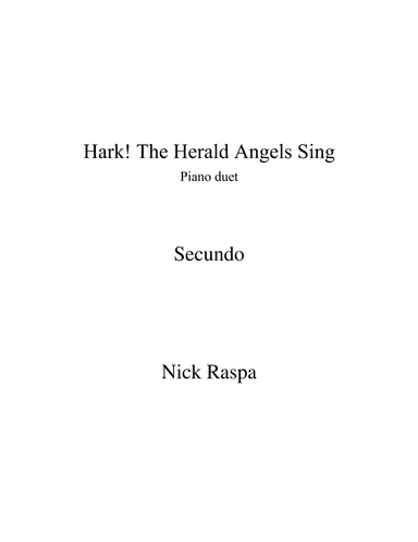 Hark! The Herald Angels Sing (1 piano 4 hands) Secundo (arr. Nick Raspa)