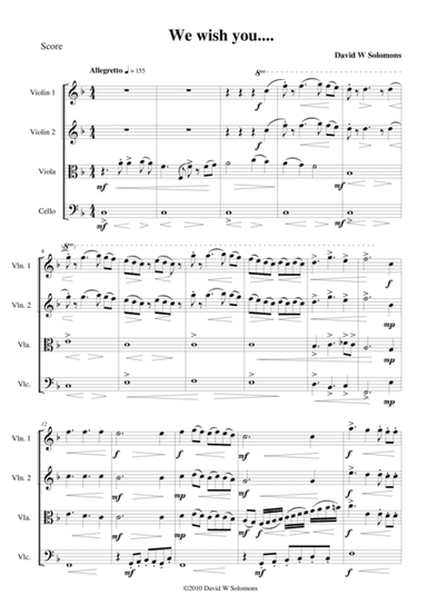 We wish you a merry Christmas for string quartet (arr. David Warin Solomons)