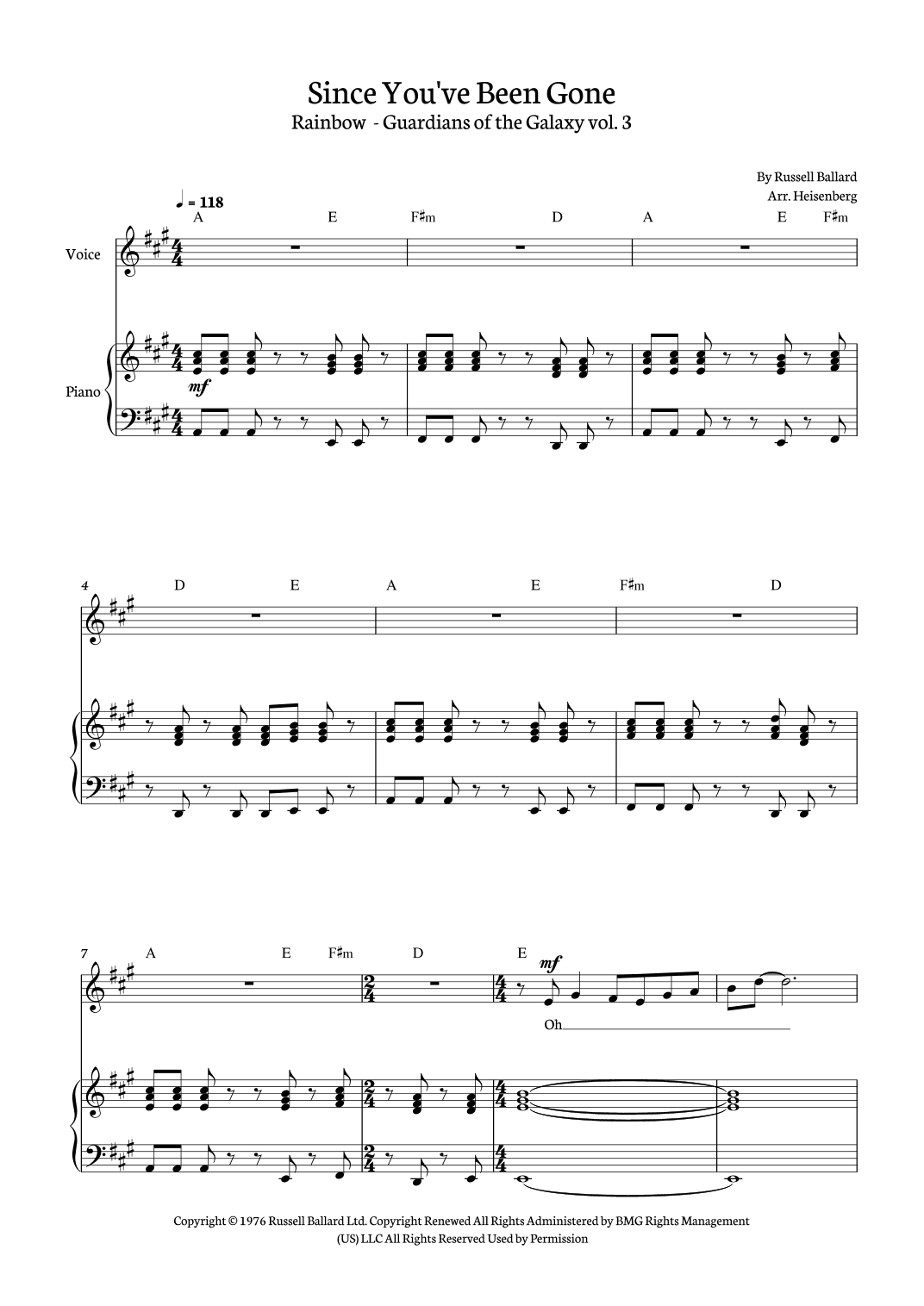 Since You've Been Gone (arr. Heisenberg)