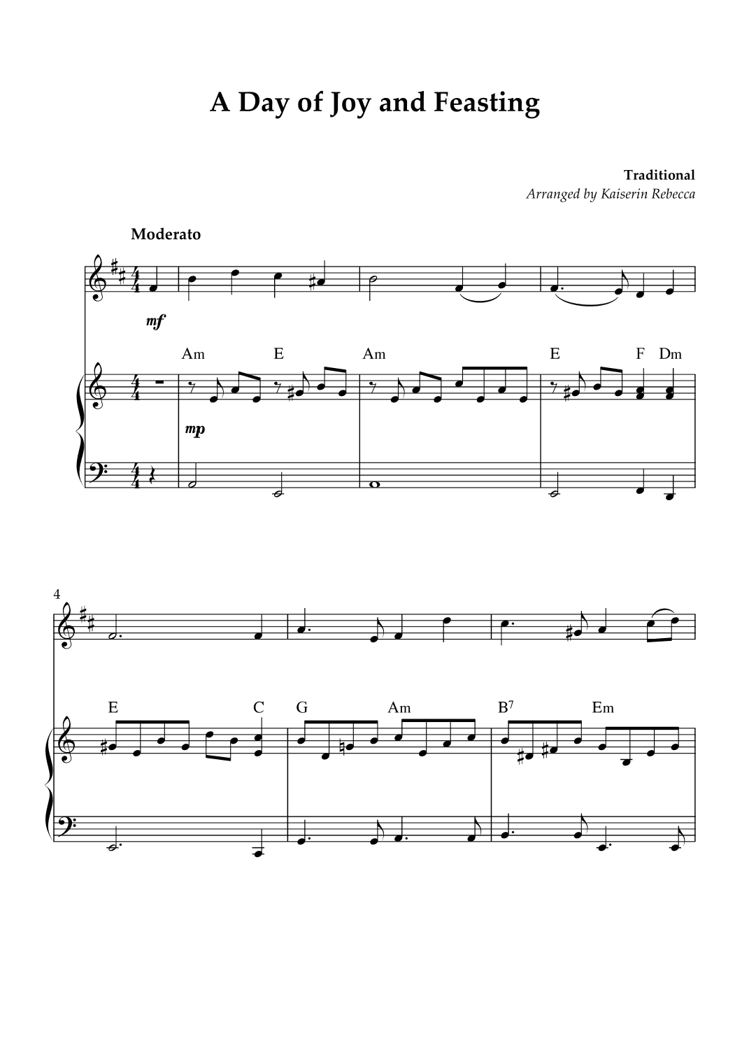 A Day of Joy and Feasting (arr. Kaiserin Rebecca)