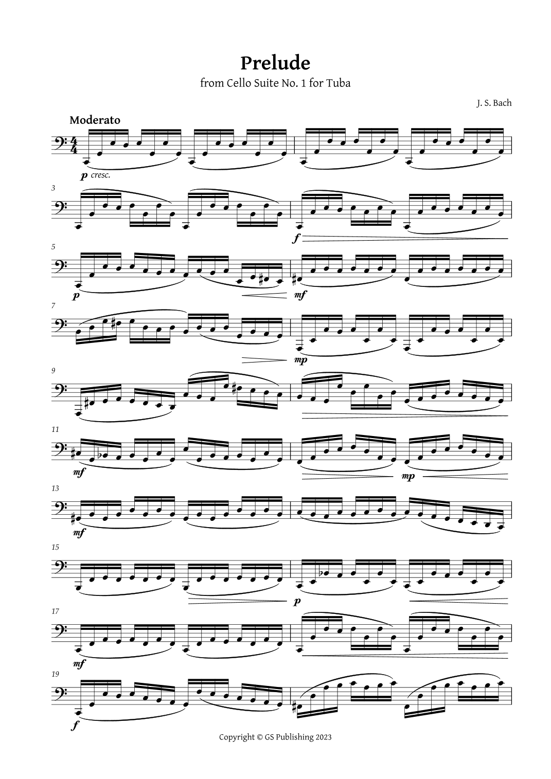 Prelude from Cello Suite 1 for Tuba (arr. GS Publishing)
