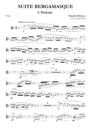 Prelude from "Suite Bergamasque" for Viola and Piano (arr. Diego Marani)