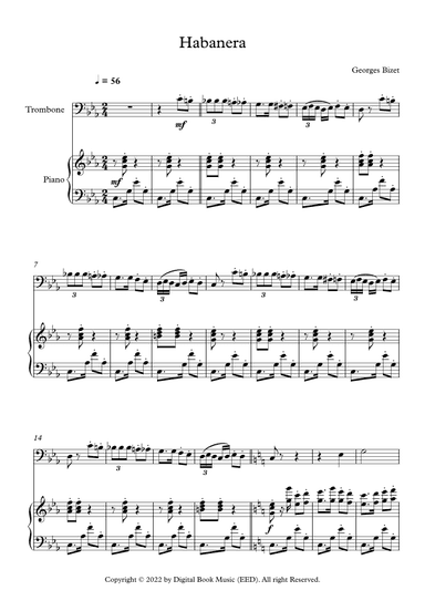 Habanera - Georges Bizet (Trombone + Piano) (arr. Digital Book Music)