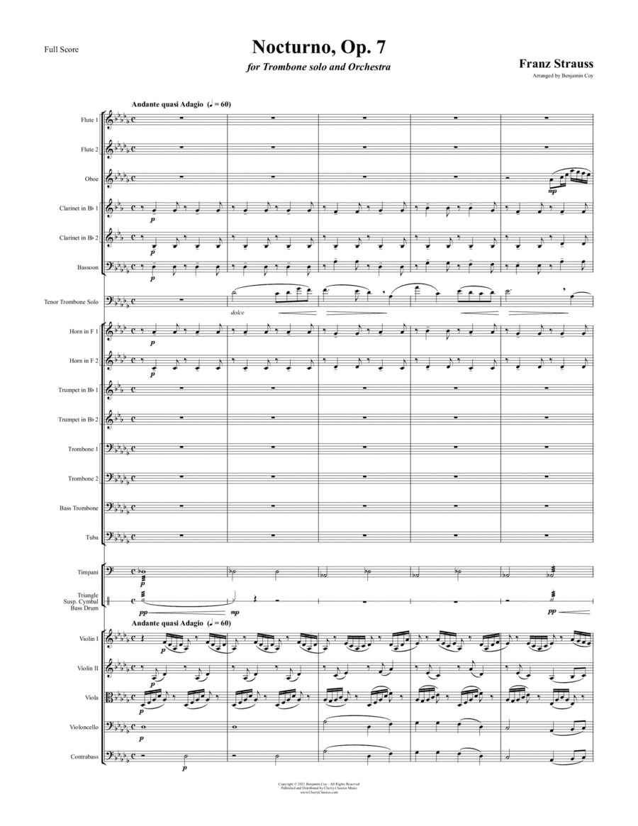 Nocturno, Op. 7 for Solo Trombone and Orchestra (arr. Benjamin Coy)