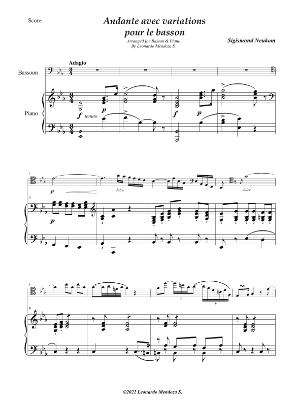 Andante avec variations pour le basson (arr. Leonardo Mendoza S.)