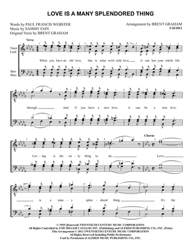 Love Is A Many-splendored Thing (arr. Brent Graham)