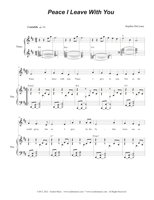 Peace I Leave With You (Vocal solo)