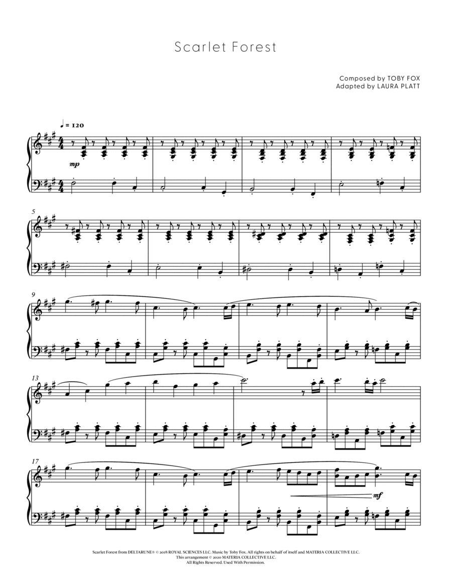 Scarlet Forest (DELTARUNE - Piano Sheet Music)