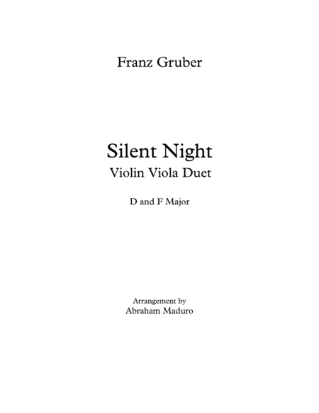Silent Night Violin Viola Duet Two Tonalities Included (arr. Abraham Maduro)
