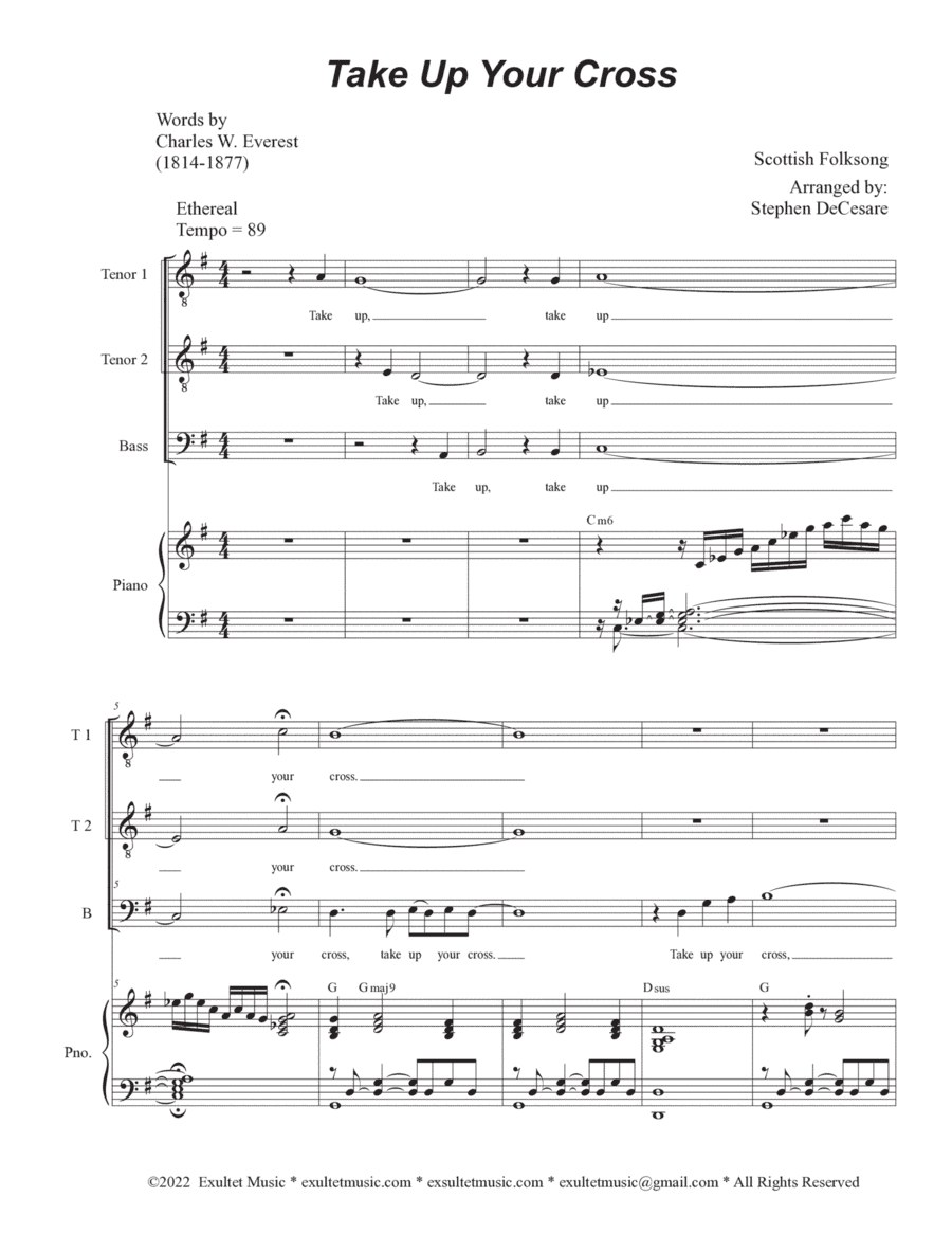 Take Up Your Cross (Vocal Trio - (TTB) (arr. Stephen DeCesare)