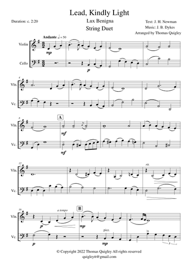 Lead, Kindly Light (arr. Thomas Quigley)