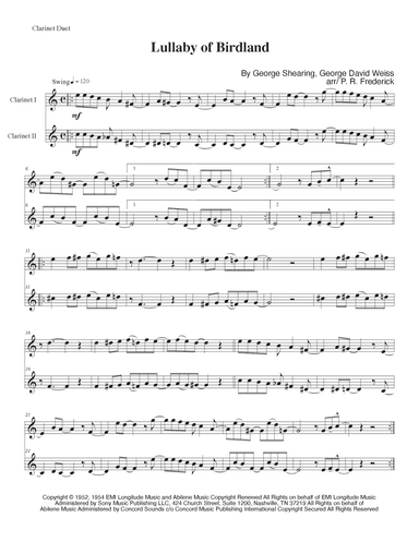 Lullaby Of Birdland (arr. P. R. Frederick)