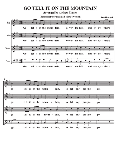 Go Tell It On The Mountain A Cappella SATB (arr. Andrew Emmet)