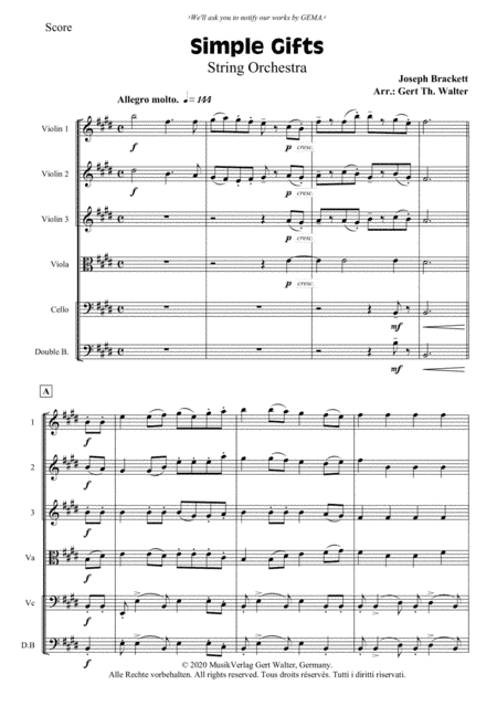 Simple Gifts (arr. Gert Th. Walter)