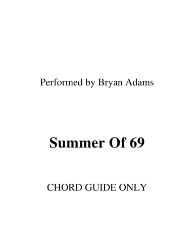 Summer Of '69 (arr. RWM)