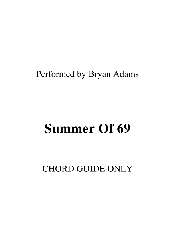 Summer Of '69 (arr. RWM)