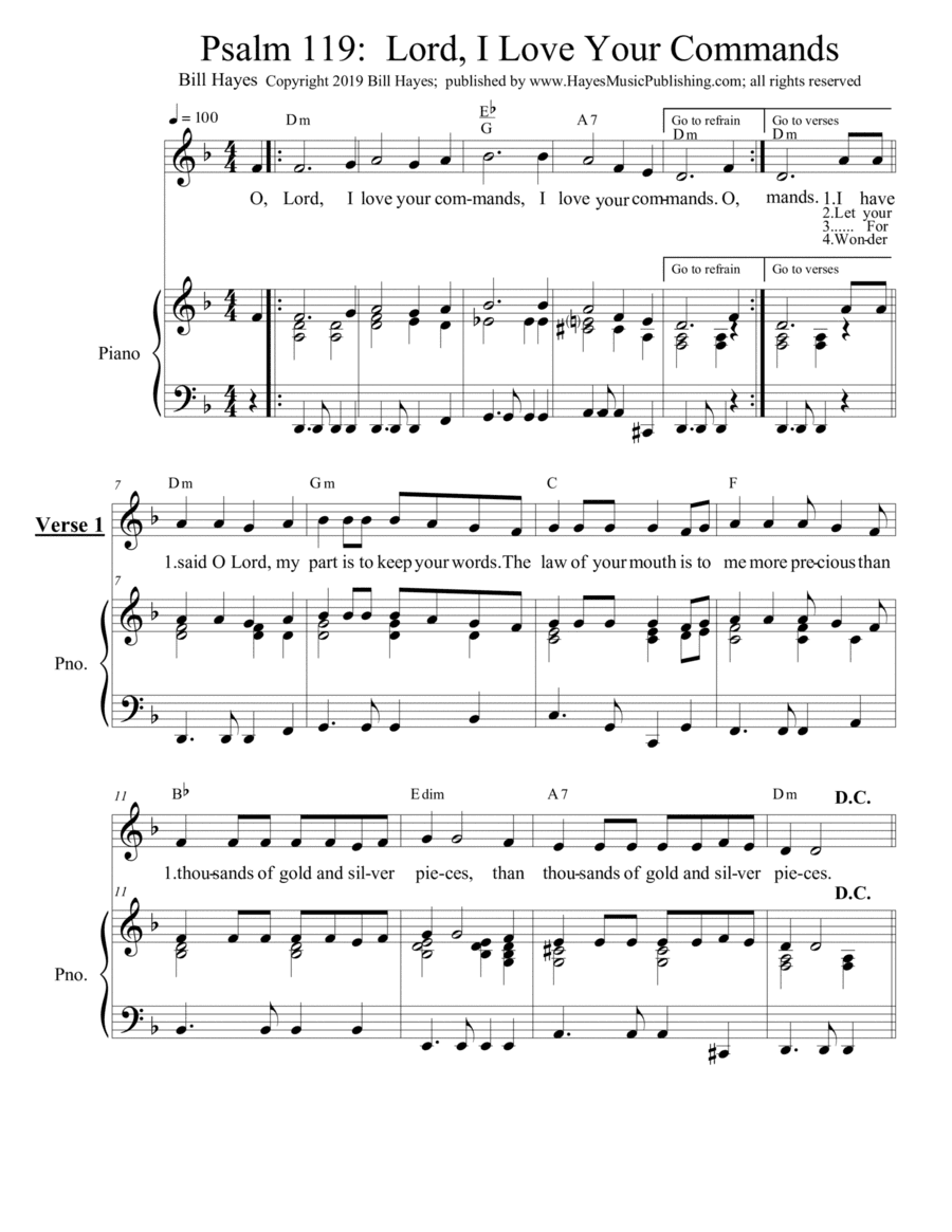 Psalm 119: Lord, I Love Your Commands - piano/vocal