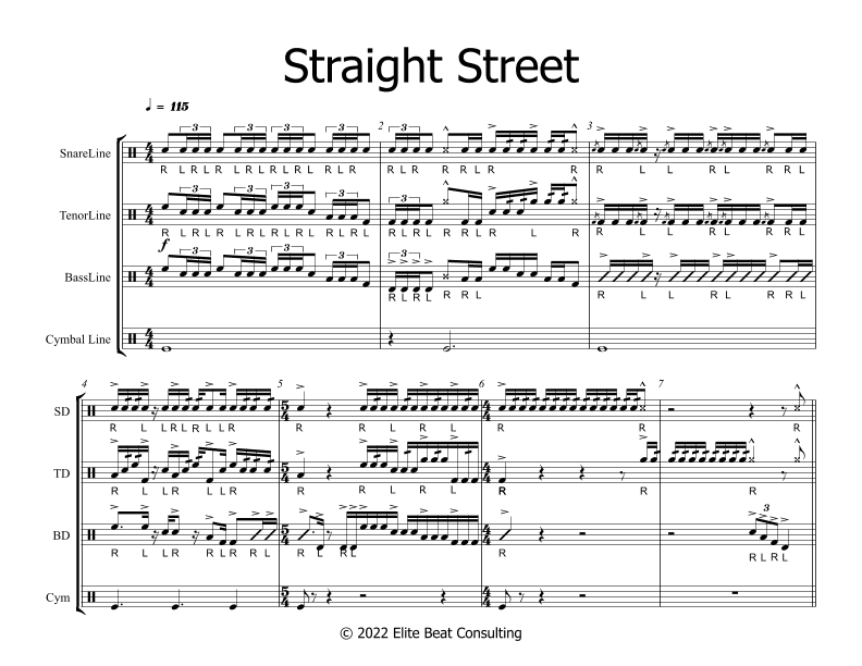 Drum Line Cadence - Straight Street