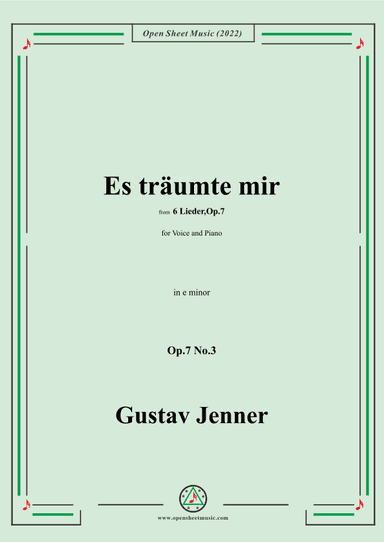 Jenner-Es träumte mir,in e minor,Op.7 No.3 (arr. OSM Press)