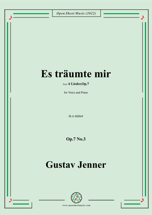 Jenner-Es träumte mir,in e minor,Op.7 No.3 (arr. OSM Press)