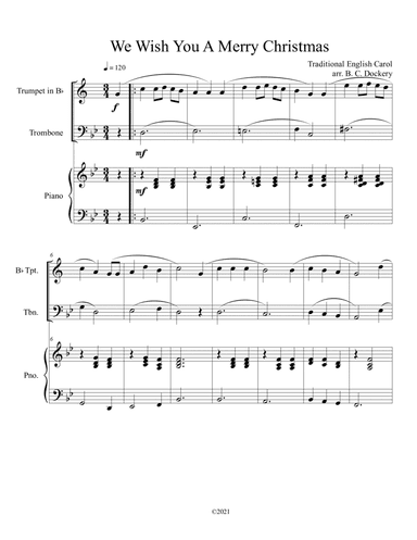 We Wish You A Merry Christmas (Trumpet and Trombone Duet with Piano Accompaniment) (arr. B. C. Dockery)