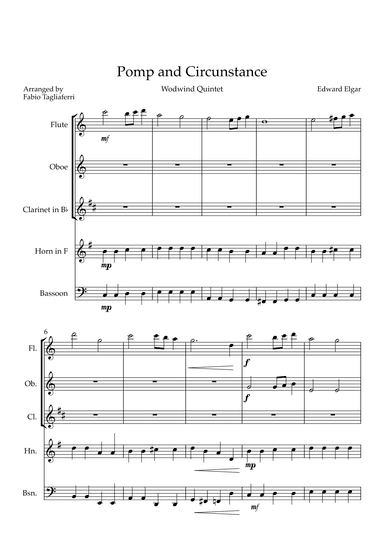Pomp and Circusntanve Woodwind Quintet (arr. Fabio Tagliaferri)
