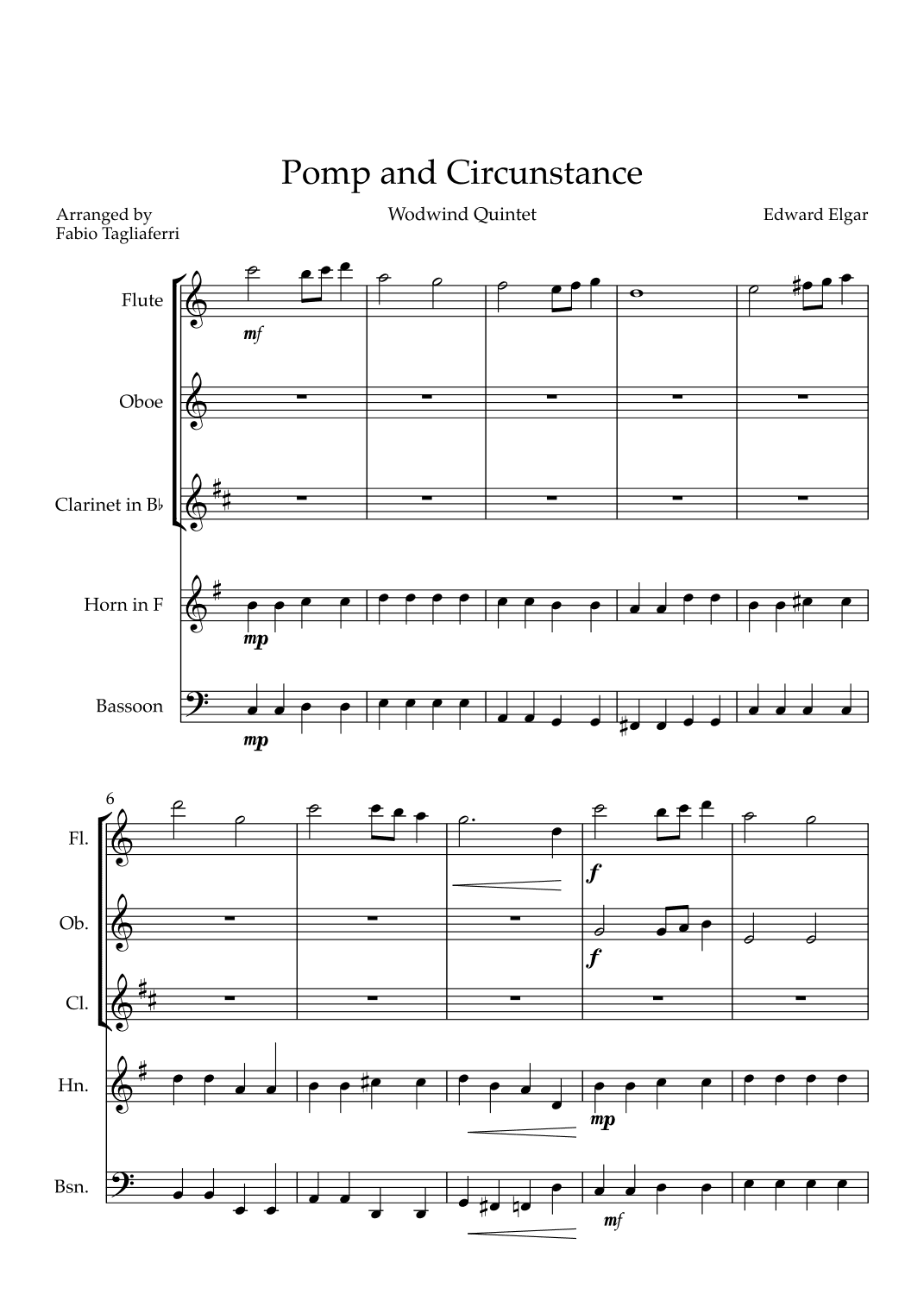 Pomp and Circusntanve Woodwind Quintet (arr. Fabio Tagliaferri)