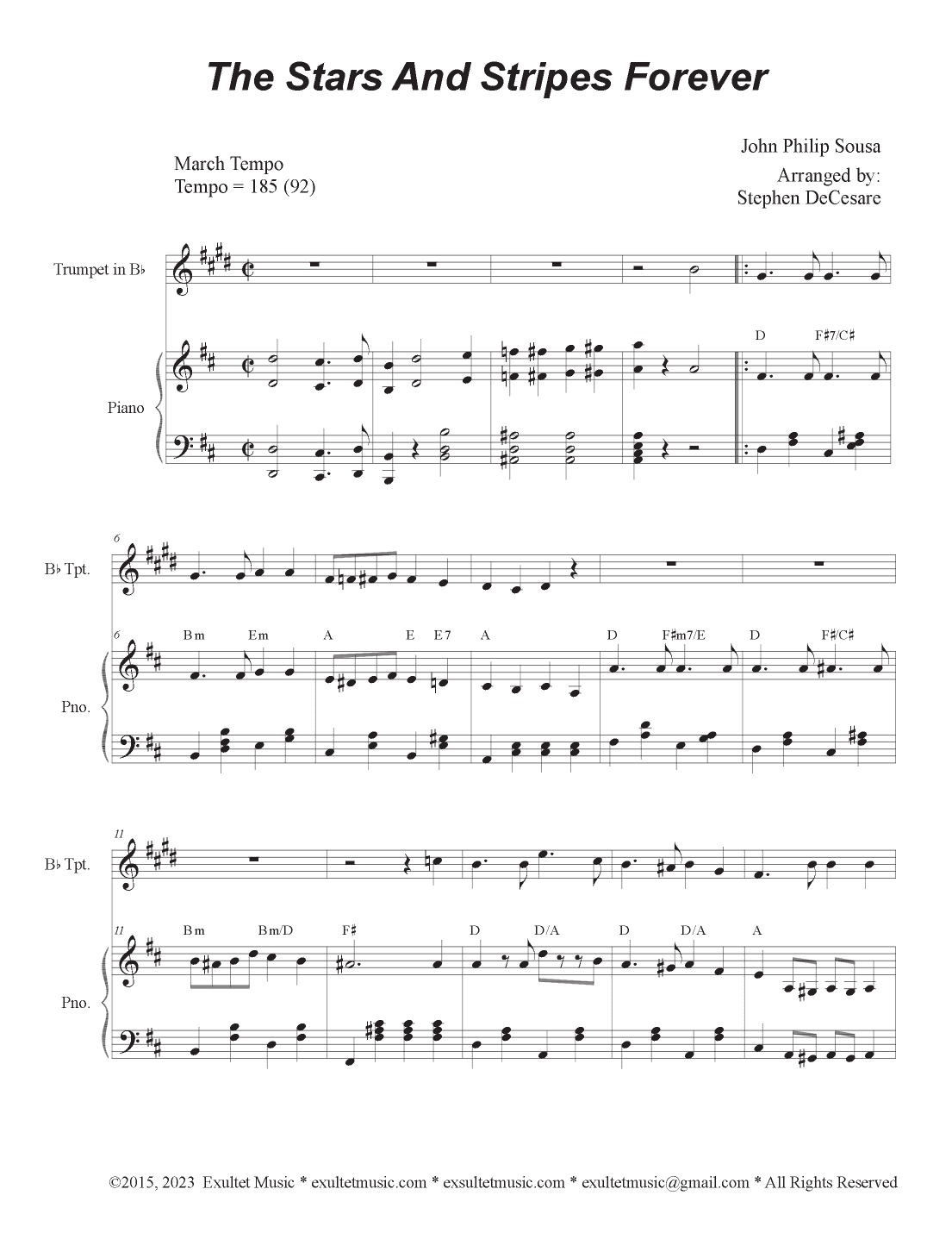 The Stars and Stripes Forever (Bb-Trumpet solo and Piano) (arr. Stephen DeCesare)