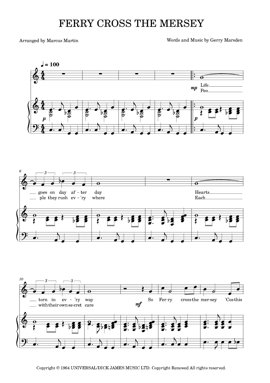 Ferry 'cross The Mersey (arr. Marcus Martin)