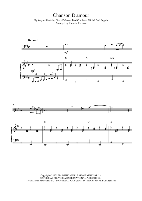 Chanson D'amour (the Ra-da-da-da-da Song) (arr. Kaiserin Rebecca)