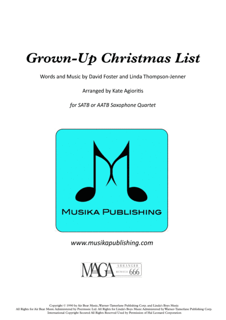 Grown-Up Christmas List (arr. Kate Agioritis)
