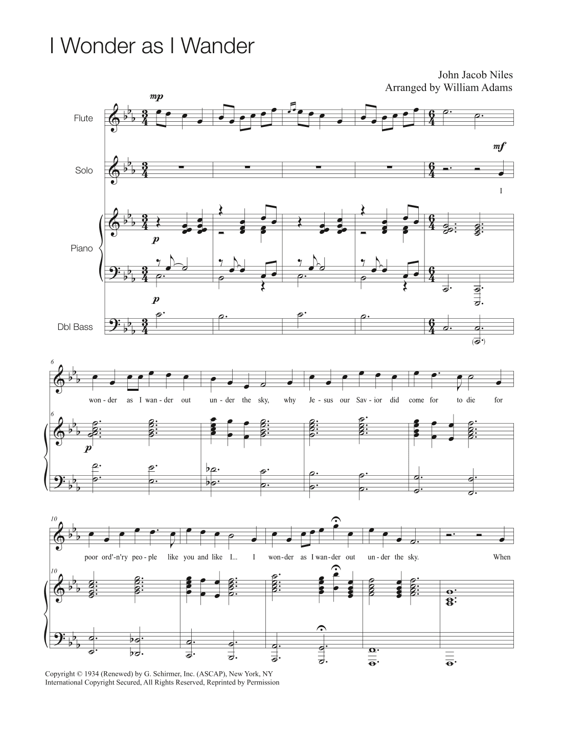 I Wonder As I Wander (arr. William Adams)